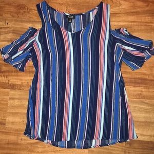 Off the shoulder striped shirt